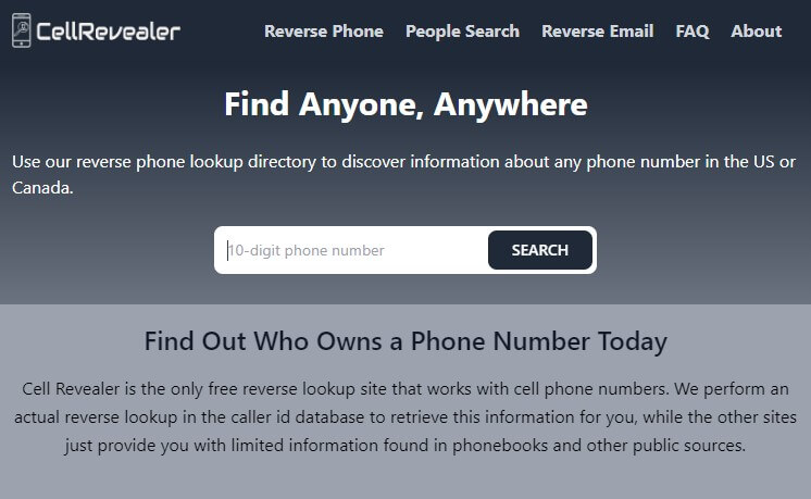 reverse phone lookup Cell Revealer