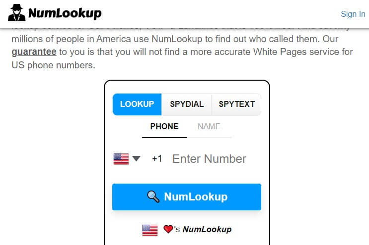 reverse phone lookup NumLookup