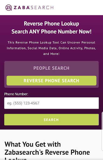 ZabaSearch busca por telefone reverso