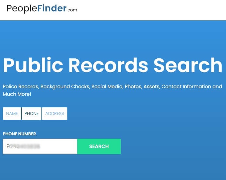 PeopleFinder reverse phone lookup